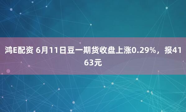 鸿E配资 6月11日豆一期货收盘上涨0.29%，报4163元