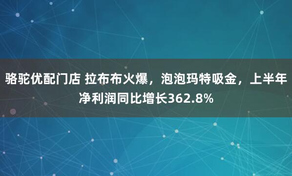 骆驼优配门店 拉布布火爆，泡泡玛特吸金，上半年净利润同比增长362.8%